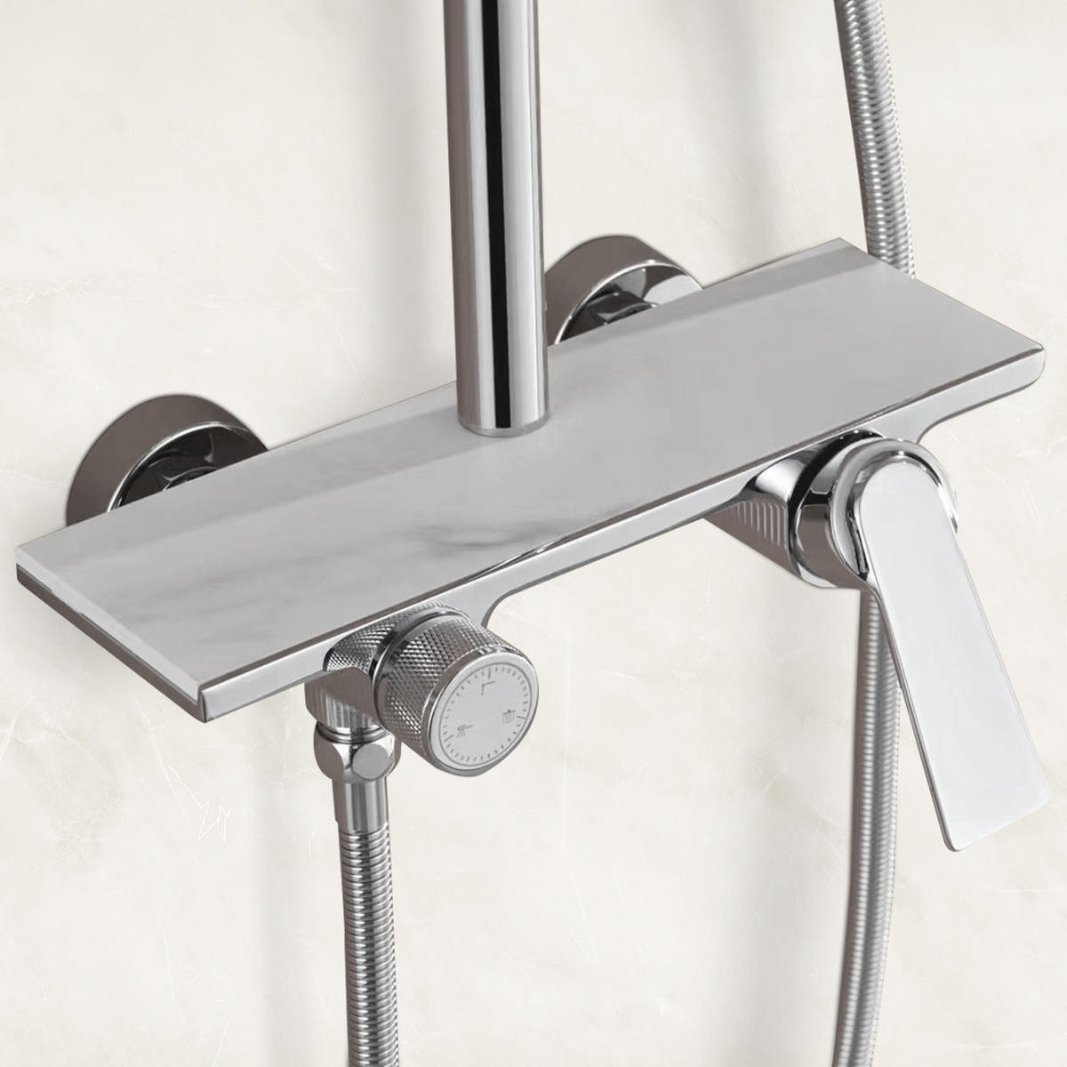 DUSCHARMATUR ICONIC - Weiß - Weiß, Metall (28/120/37.5cm) - Home Deluxe