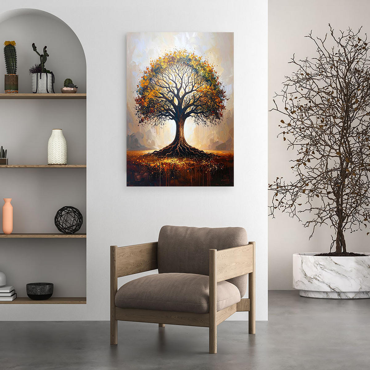 BILD auf Leinwand, Bunter Baum der Liebe Natur - Grün, Textil (80/120cm) - Feeby