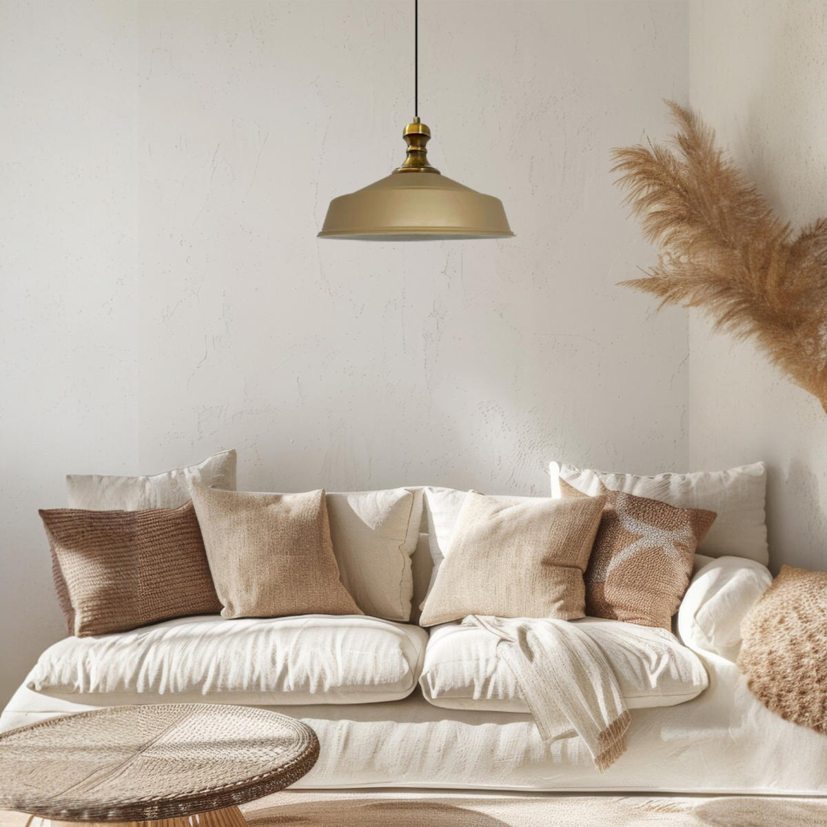 PENDELLEUCHTE Asletl 40/30 cm - Beige, Metall (30/40/27cm) - Bamyum