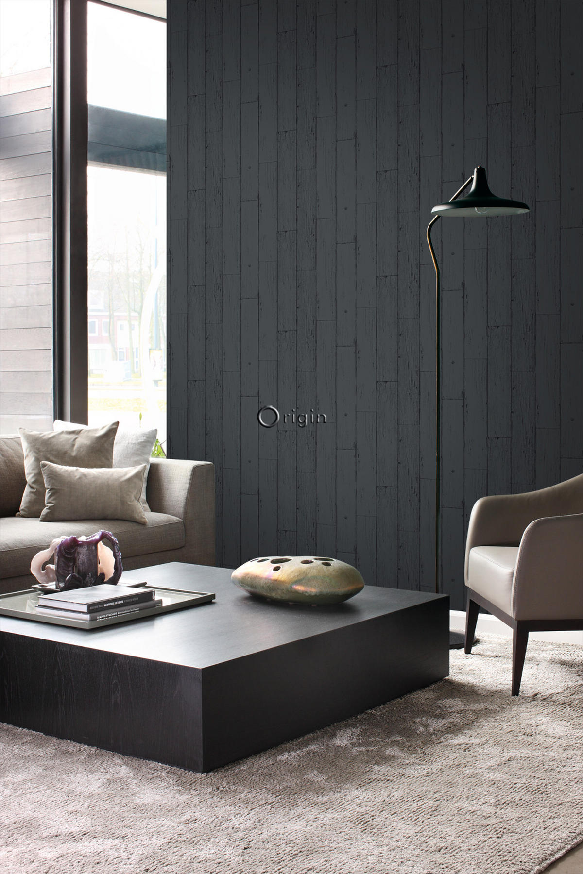 TAPETE Holz-optik 53 cm x 10.05 m - Schwarz, Papier (53/1000cm) - Origin Wallcoverings
