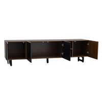 TV-ELEMENT 180/38/50 cm Schwarz + Natur mit 4 Türen - Schwarz, Holz (180/50/38cm) - Oxeza
