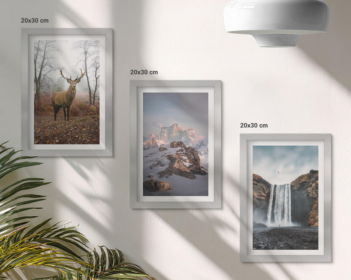 WANDBILDER 3er Set - 20x30 cm Silberner Rahmen - Wilde Berglandschaften - Silberfarben, Kunststoff (20/30cm) - ArtPrintCave