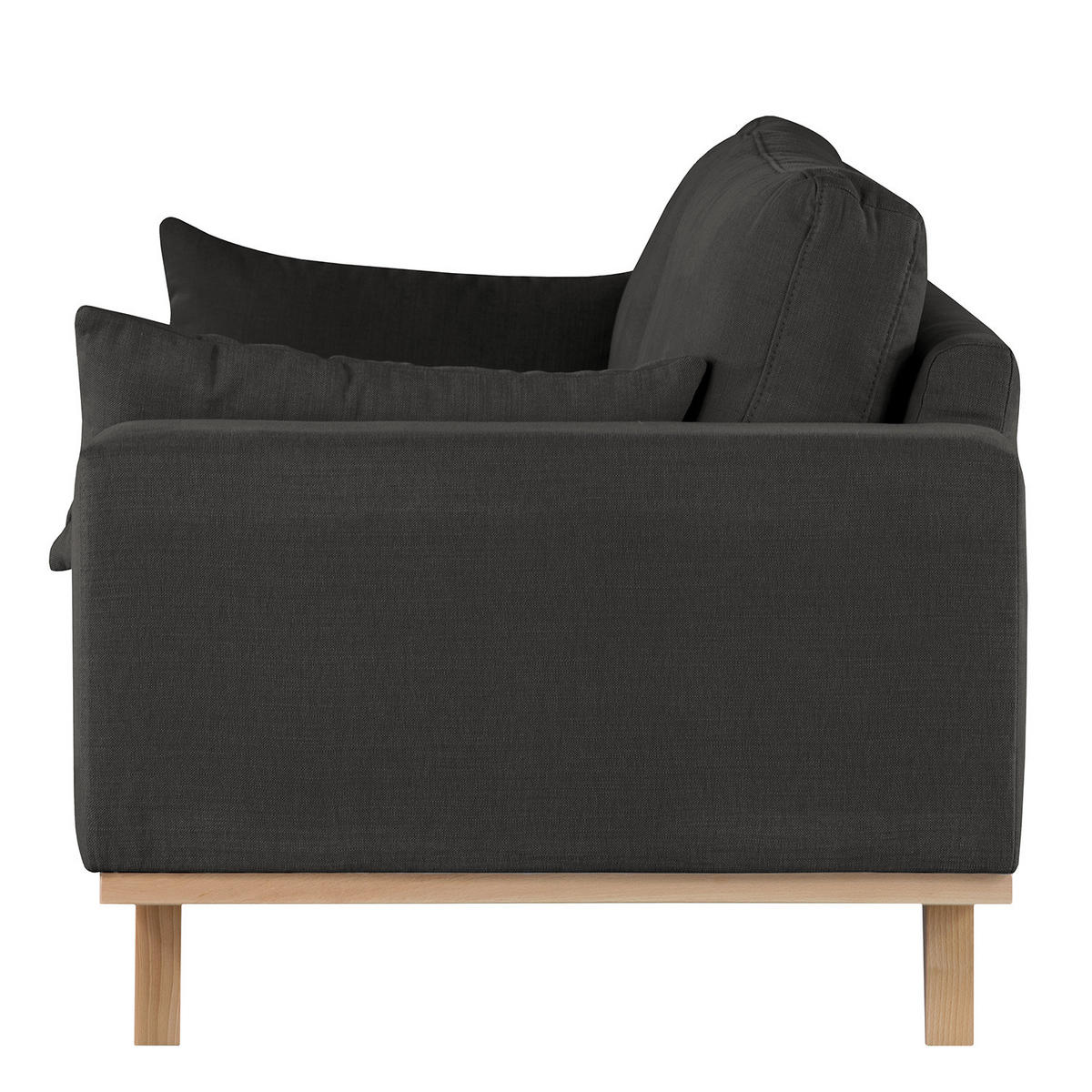 2-SITZER SOFA - Anthrazit/Buchefarben, Buchenholz/Textil (197/81/88cm) - home24