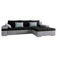 ECKSOFA Bangkok, Seite: Rechts - Silberfarben/Schwarz, Holz/Textil (310/175cm) - MIRJAN24
