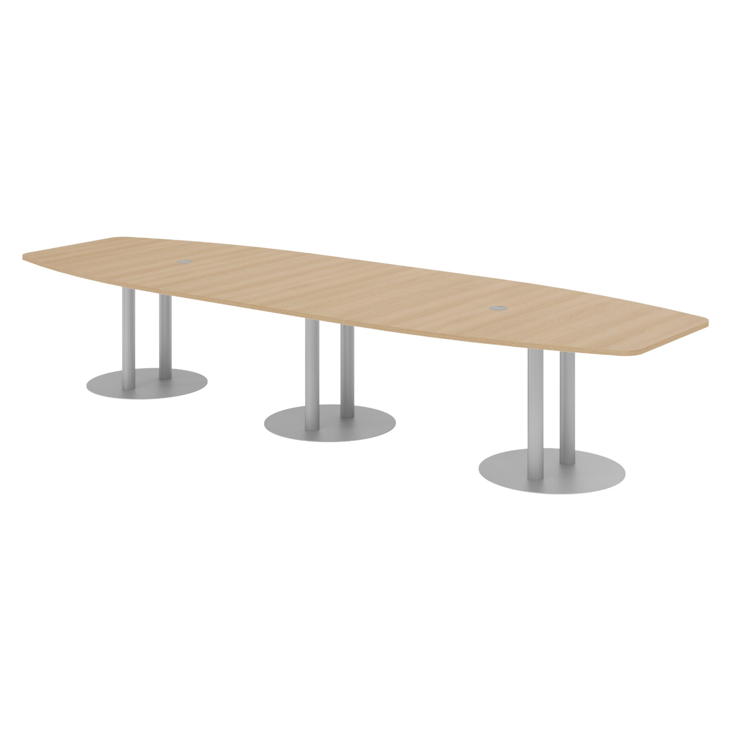 KONFERENZTISCH groß KT40 130/400/74 cm in Eichefarben/Säule in Silberfarben - Eichefarben/Silberfarben, Holzwerkstoff (130/400/74cm) - bümö