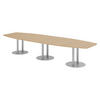 KONFERENZTISCH groß KT40 130/400/74 cm in Eichefarben/Säule in Silberfarben - Eichefarben/Silberfarben, Holzwerkstoff (130/400/74cm) - bümö