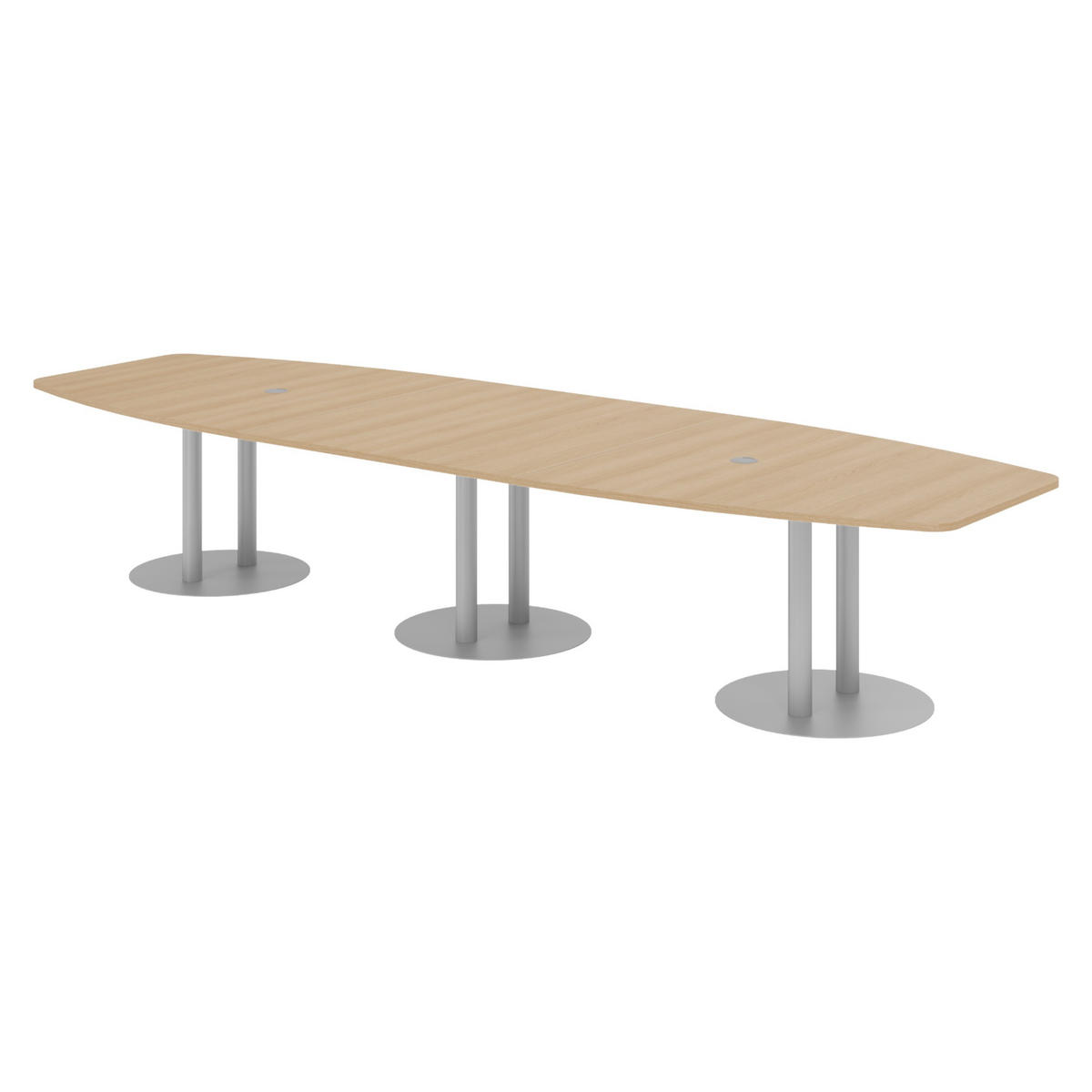 KONFERENZTISCH groß KT40 130/400/74 cm in Eichefarben/Säule in Silberfarben - Eichefarben/Silberfarben, Holzwerkstoff (130/400/74cm) - bümö