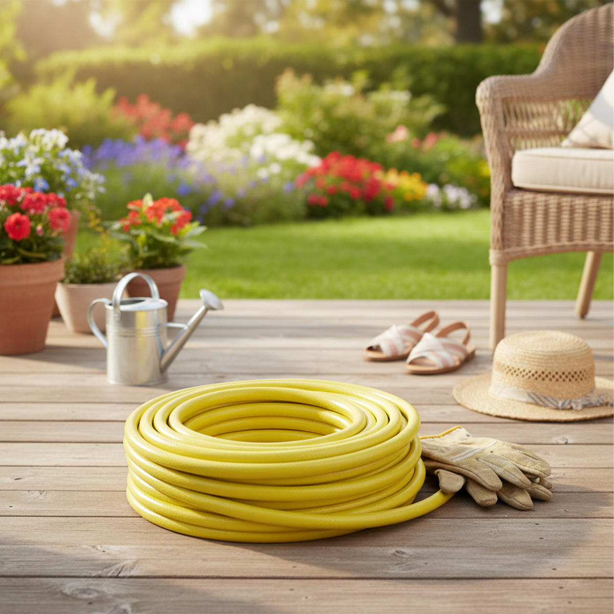 GARTENSCHLAUCH Gelb UV-beständig 100 m - Gelb, Kunststoff (10000cm) - Relaxdays