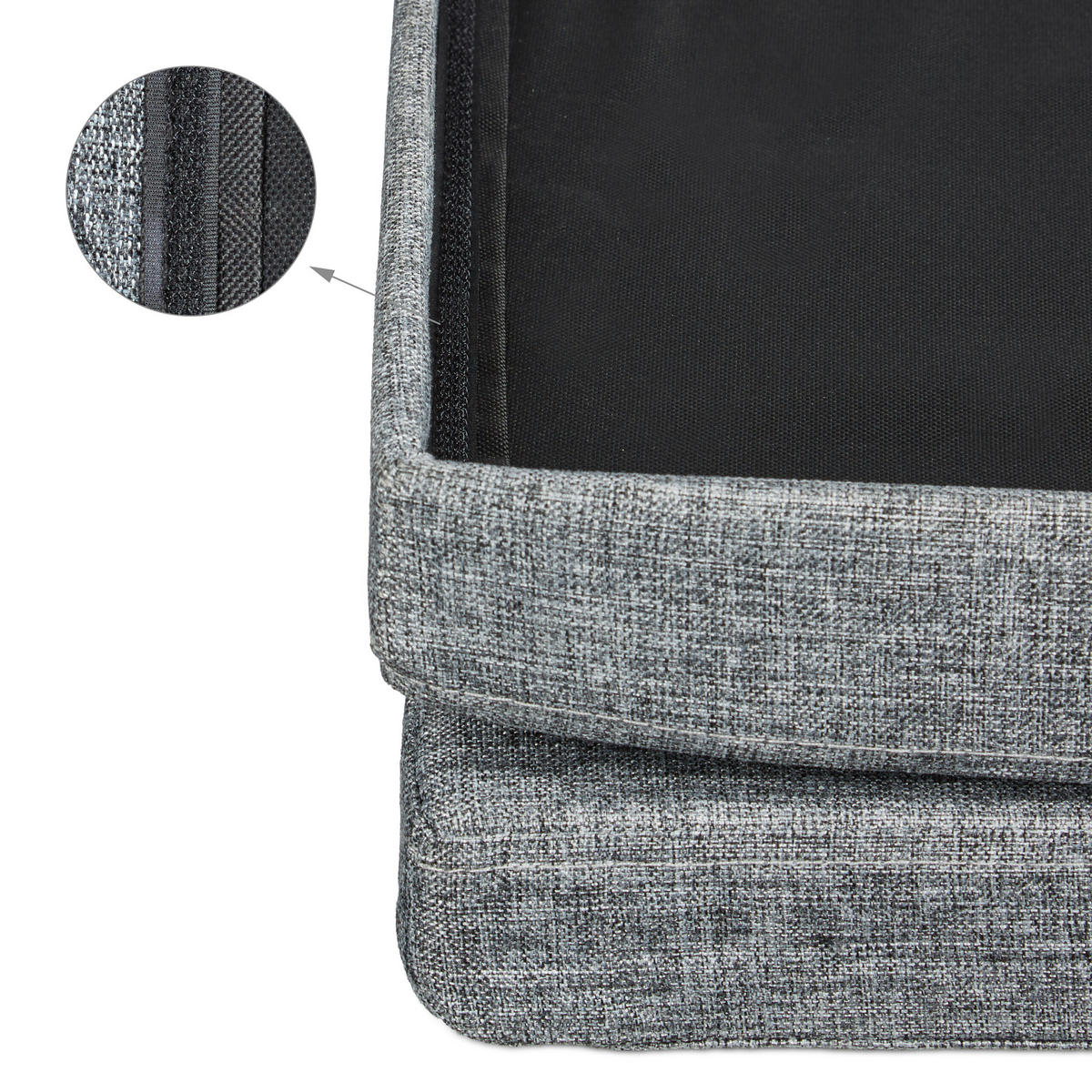 SITZHOCKER Grau faltbar mit Lehne Stauraum - Grau, Holzwerkstoff/Textil (76/73/38cm) - Relaxdays
