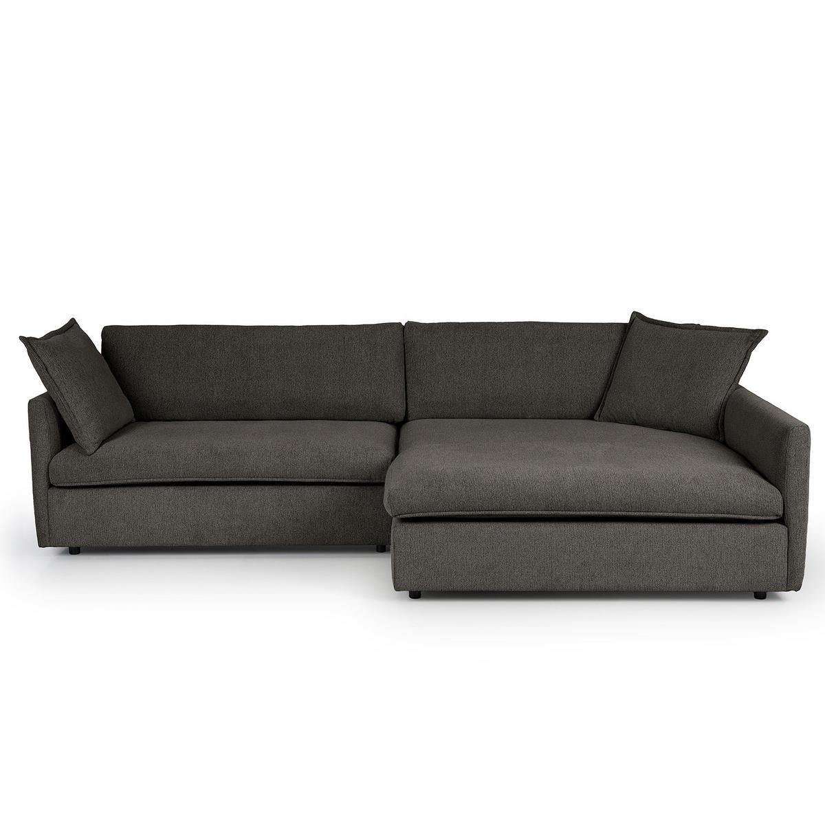 ECKSOFA mit Longchair - Anthrazit/Schwarz, Kunststoff/Textil (290/183cm) - home24
