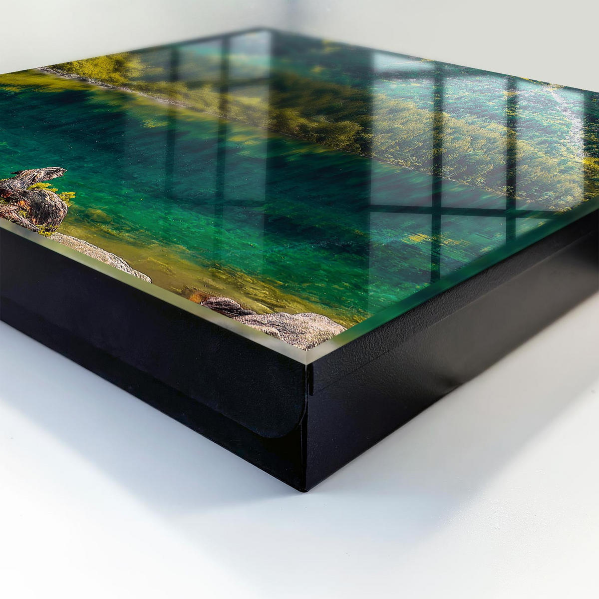 SCHLÜSSELBOX Schwarz 30x30 cm- Türöffnung nach rechts - Bergidylle - Grün, Metall (30/30/5cm) - TULUP