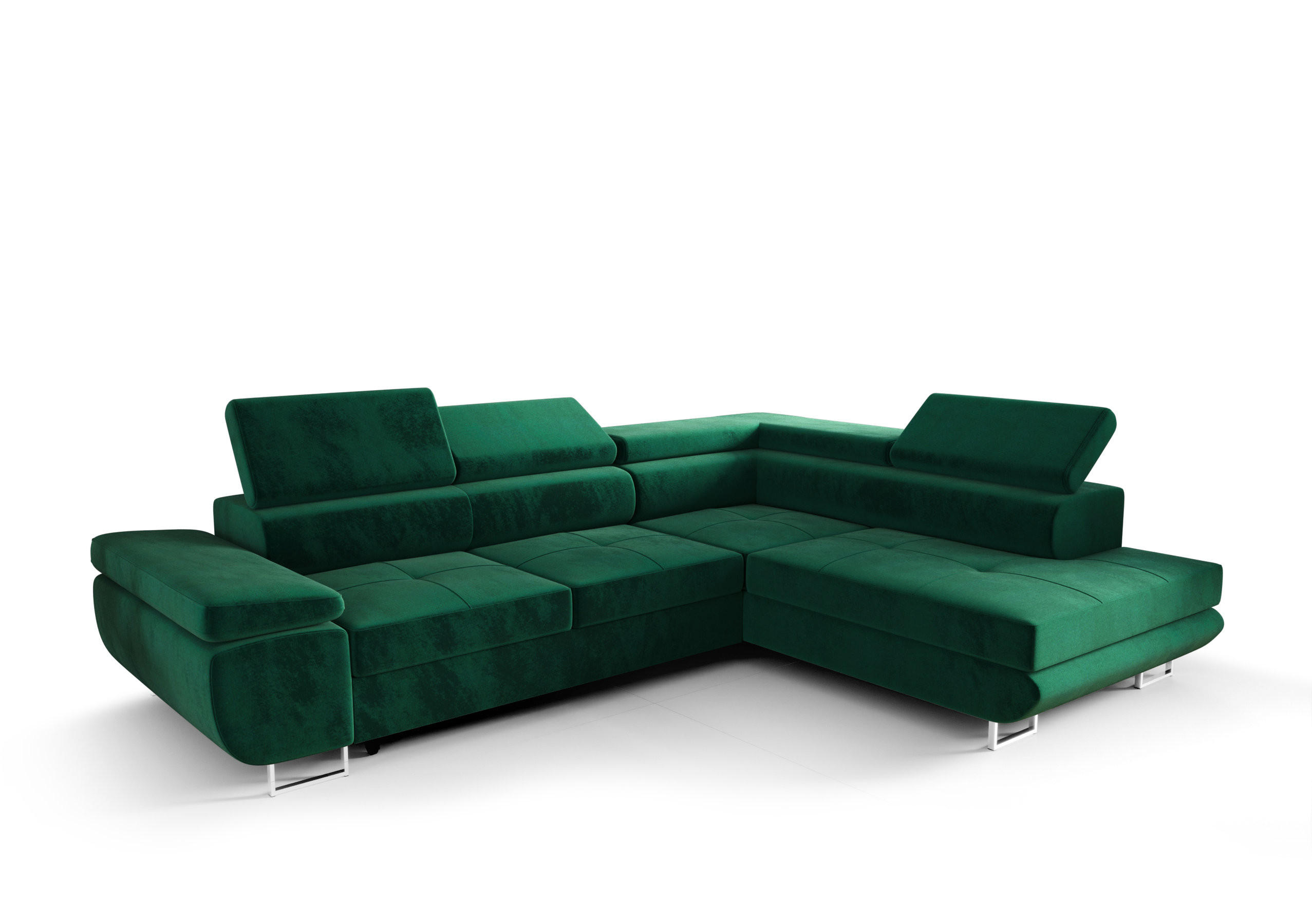 ECKSOFA PRAGA DESIGN L, Eckcouch in L-Form mit Schlaffunktion, Farbe: Grün, Velourstoff, Ottomane Universal - Grün, Textil (275/202cm) - O-Sofa