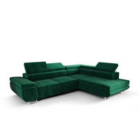 ECKSOFA PRAGA DESIGN L, Eckcouch in L-Form mit Schlaffunktion, Farbe: Grün, Velourstoff, Ottomane Universal - Grün, Textil (275/202cm) - O-Sofa