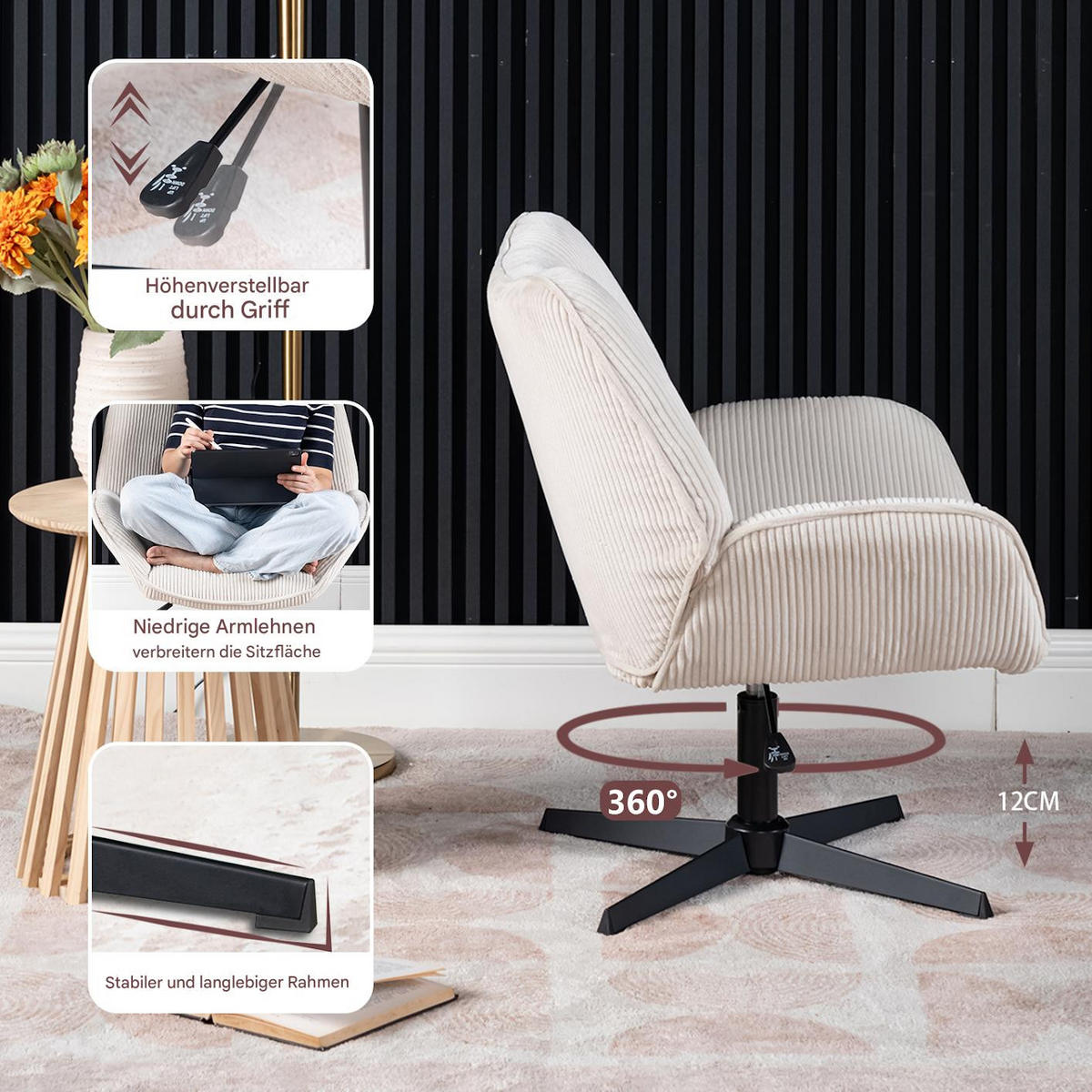 SESSEL in Webstoff, Beige - Beige, Textil/Metall (72/90/70cm) - Meubles Cosy