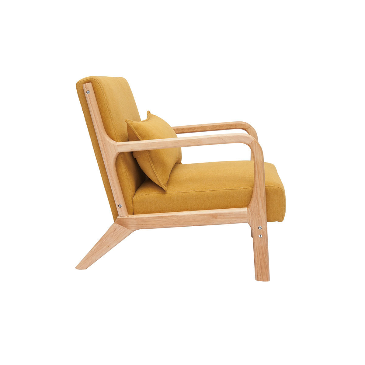 SESSEL Stoff Samteffekt Senfgelb Helles Massivholz DERRY - Gelb, Textil (84/75.5/66cm) - Miliboo
