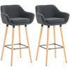 BARHOCKER 2er Set Stoff dunkelgrau - Eukalyptusholzfarben/Dunkelgrau, Holz/Textil (55/99/46cm) - CLP