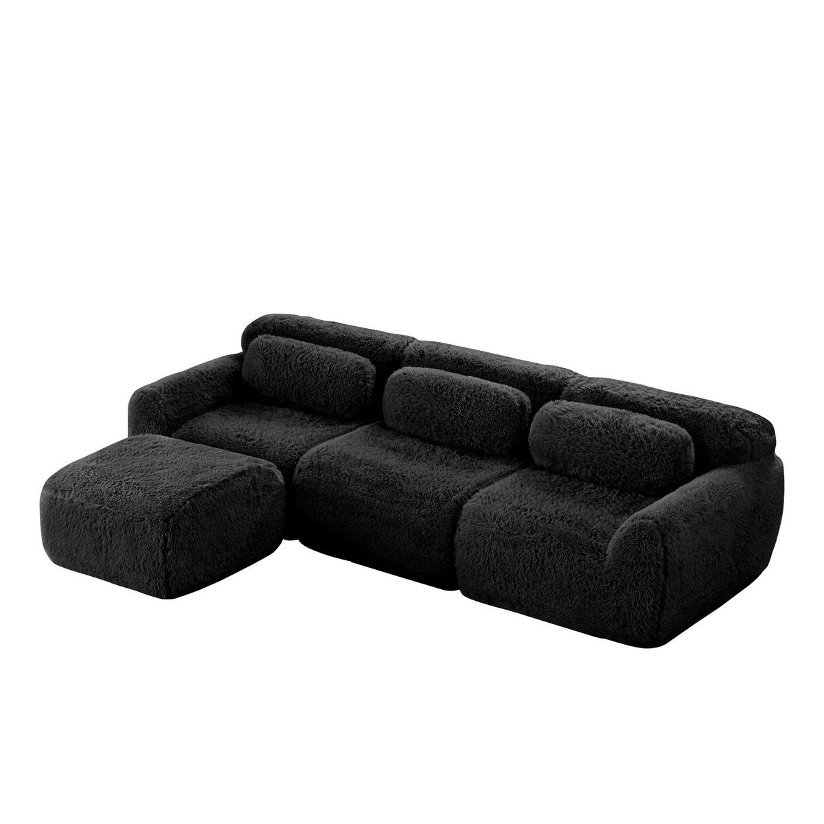 L-FÖRMIGES ECKSOFA Schwarz 291/179/73 cm 3-Sitzer Modular - Schwarz, Textil (291/179cm) - PANGIVO