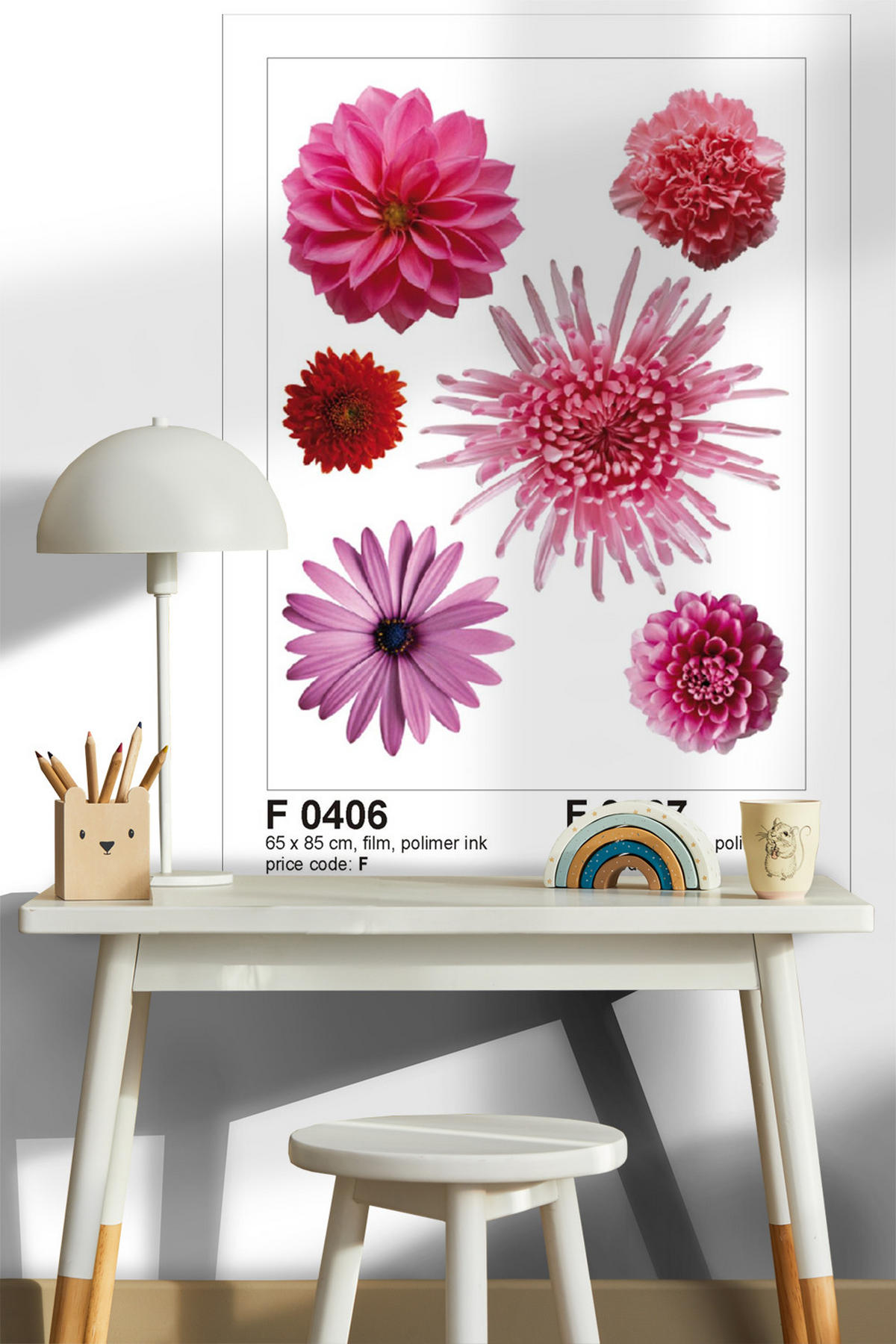 WANDTATTOO Blumen 85 x 65 cm - Pink, Papier (85/65/65cm) - Sanders & Sanders