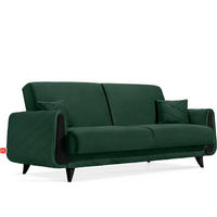 3-SITZER-SOFA GUSTAVO III Sofa 3 Velours, Dunkelgrün - Dunkelgrün, Holz/Holzwerkstoff (230/98/98cm) - KONSIMO®