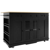 KÜCHENINSEL DE-41209 151,5/60-85/91,7 cm mit klappbarer Tischplatte Schwarz - Schwarz, Holzwerkstoff (151.5/91.7/60cm) - ComfortXL