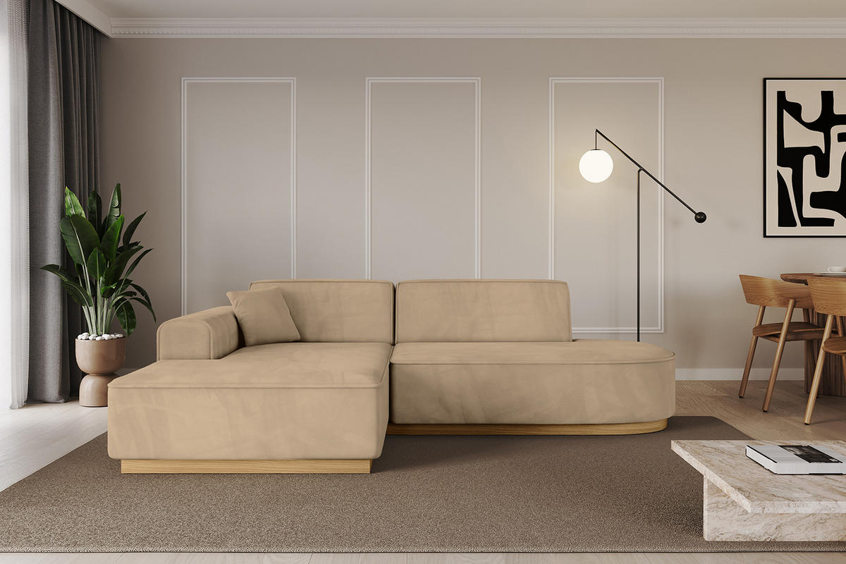 ECKSOFA Ottomane Links IREA-L1-v2 - 234x171x83 cm Beige - Beige, Holzwerkstoff/Textil (234/171cm) - ALTDECOR