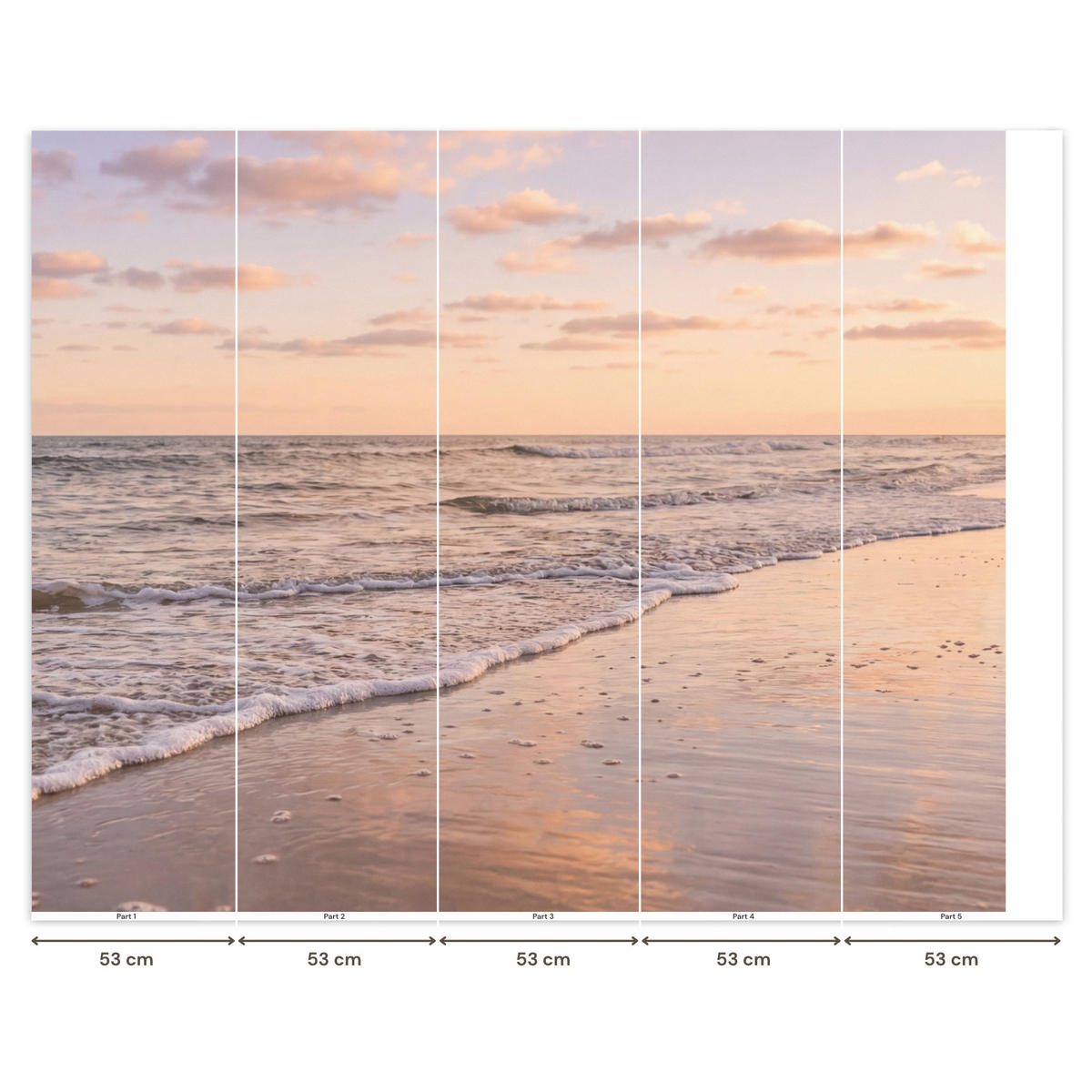 TAPETE - Strand - Brandung - Wolken - 260x220 cm - Hellrosa, Papier (260/220cm) - OnlyWow