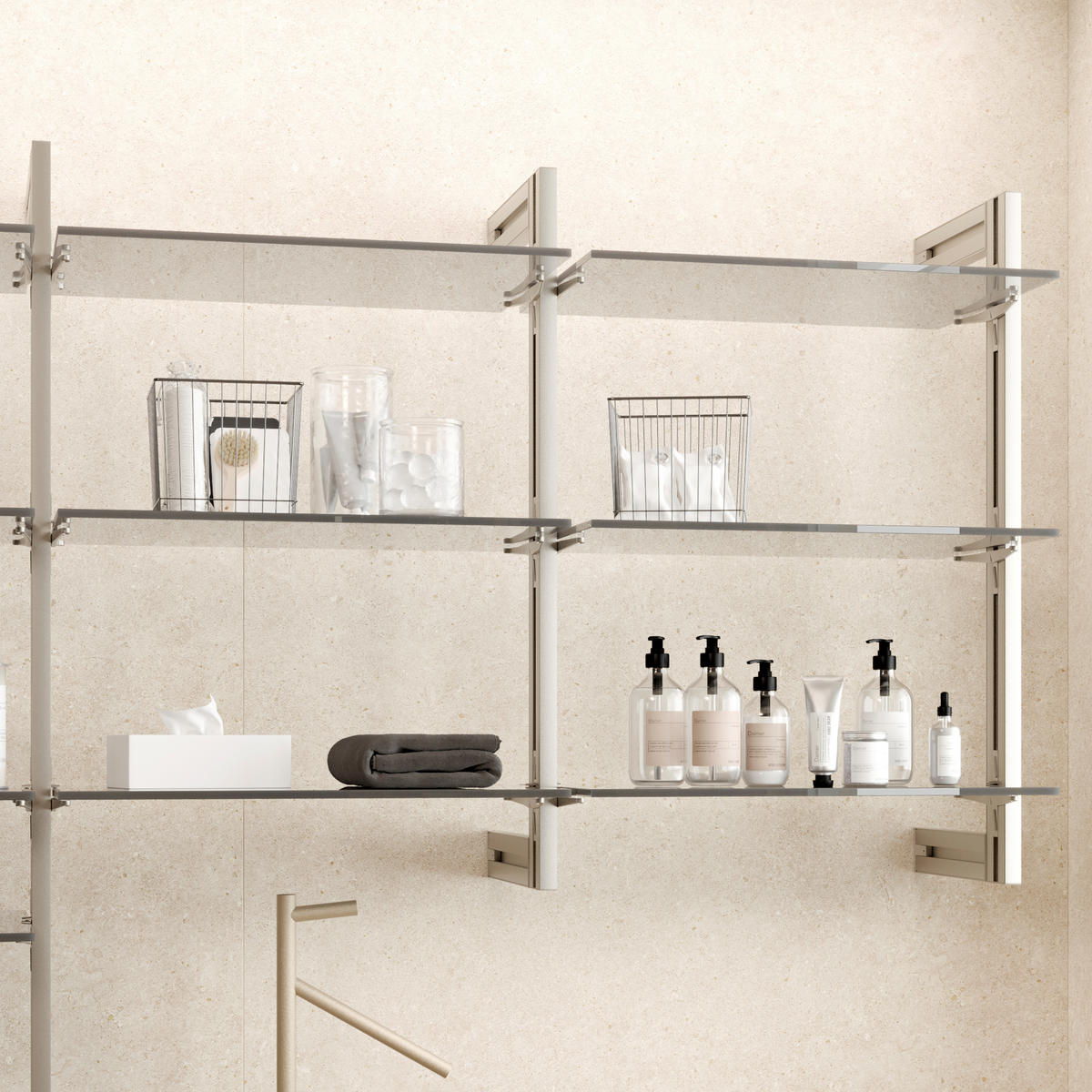 GLASBÖDEN für die Struktur Zero, ohne Glas, Zamak, Steingrau lackiert 5er-set - Grau, Kunststoff (4.1/10/20cm) - EMUCA