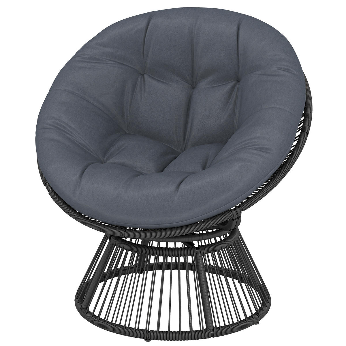 PAPASANSESSEL DE-06761 360° drehbar mit dickem Kissen Grau - Grau, Kunststoff/Metall (81/87/93cm) - ComfortXL