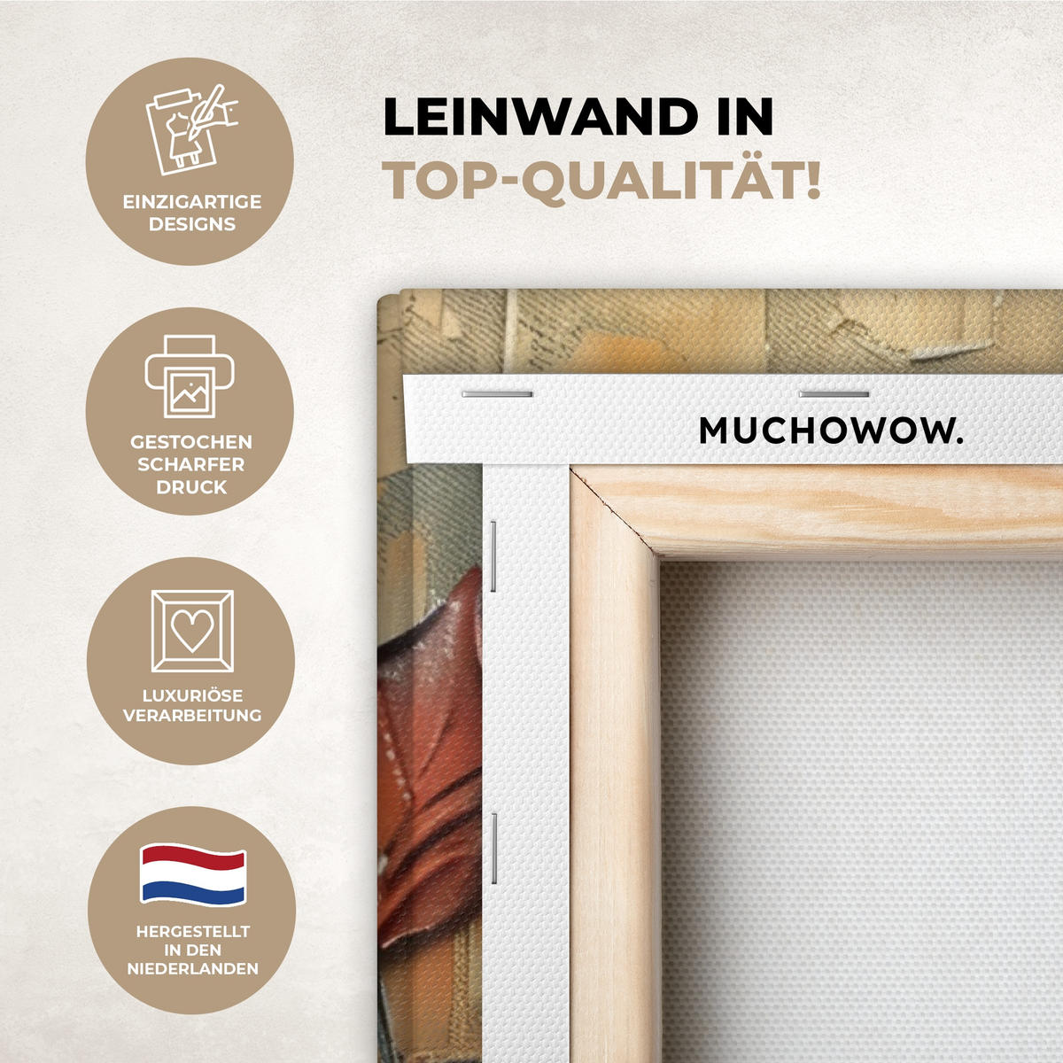 LEINWANDBILD Baum - Abstrakt - Natur - Kunst Wanddeko Schlafzimmer 60x90 cm - Goldfarben, Textil (60/90cm) - MuchoWow