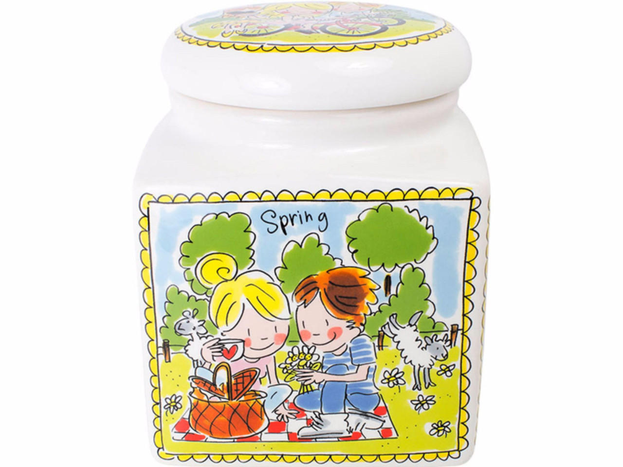 VORRATSDOSE Jahreszeiten in Bunt - 18cm - Multicolor, Keramik (16/20/16cm) - Blond Amsterdam