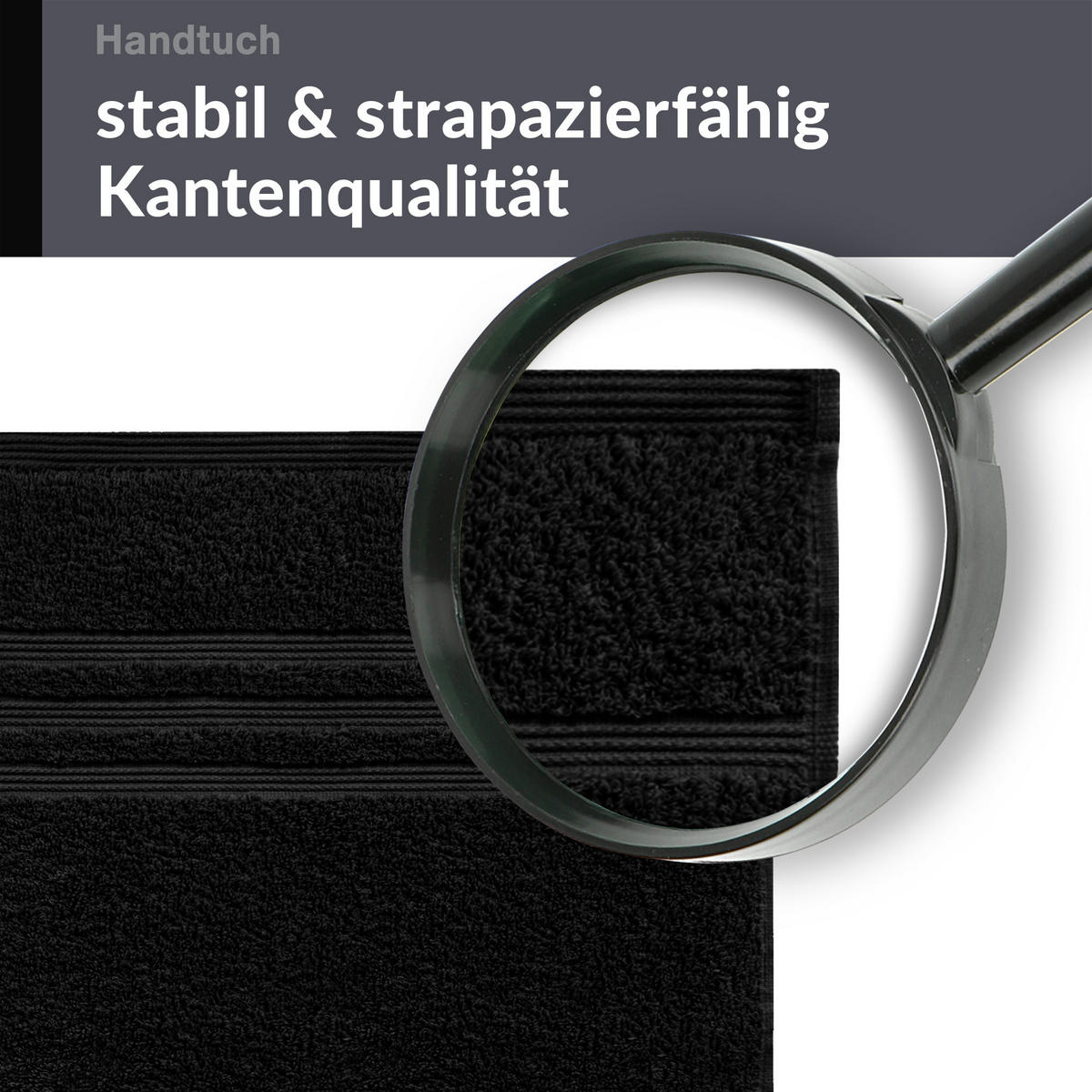 HANDTUCH 50x100 cm London Schwarz 4er Set - Schwarz, Textil (50/100cm) - Lashuma