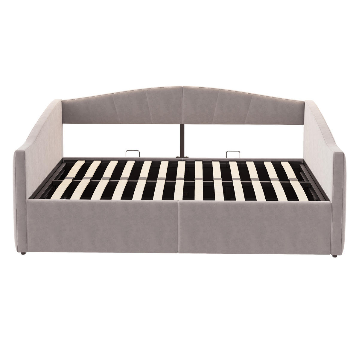 BETT 140/200 cm mit hydraulischer Lagerung und Lattenrost Hellgrau - Hellgrau, Leder (140/200cm) - OKWISH