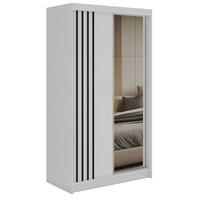 SCHWEBETÜRENSCHRANK mit Lamellen und Spiegel DIANA - 120 - Weiß und Schwarz - Schwarz/Alufarben, Holzwerkstoff/Metall (120/216/61cm) - MKS