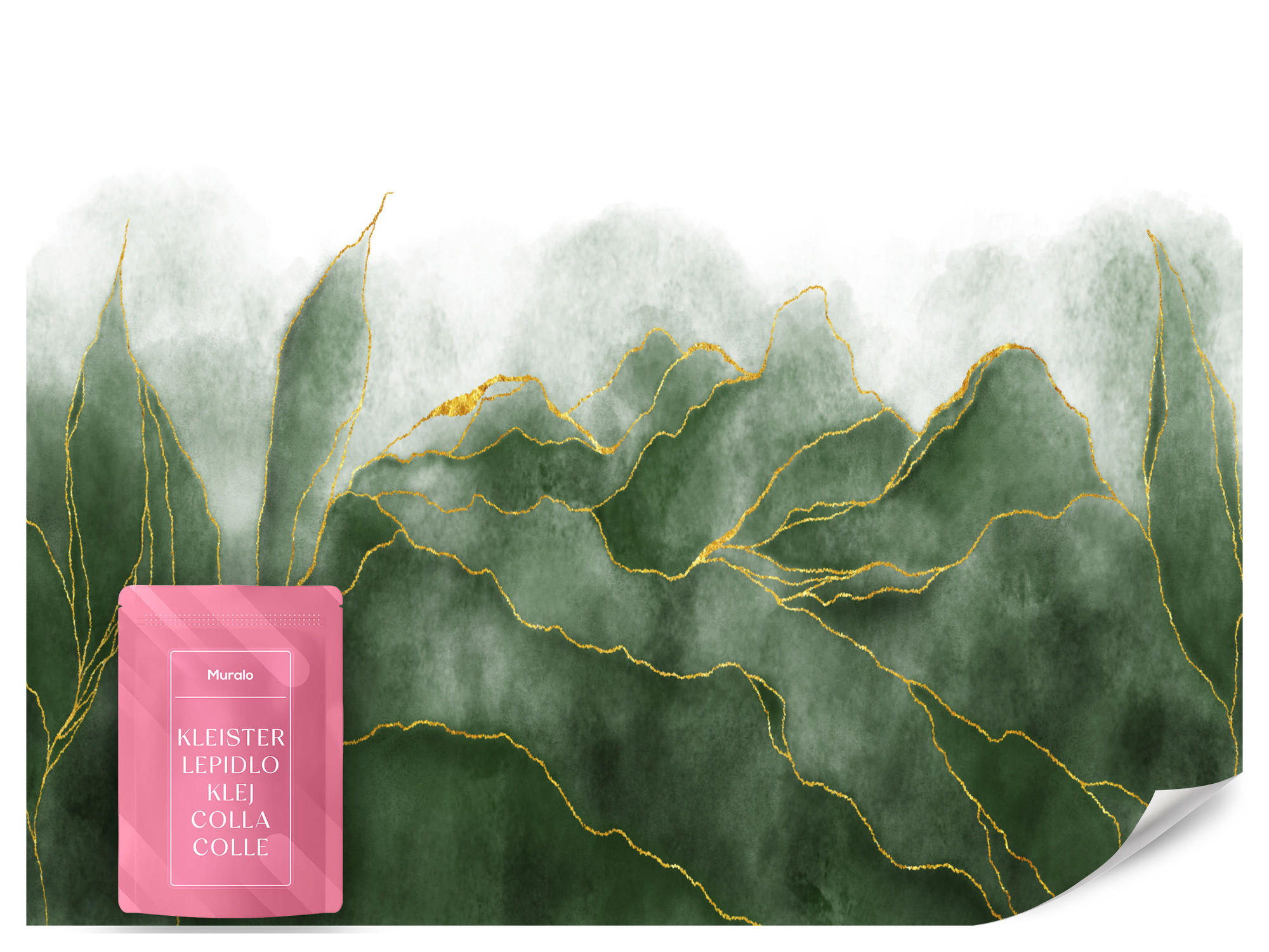 FOTOTAPETE Abstrakte Blätter Glamour Stil 400x280 - Gelb/Weiß, Papier (400/280cm) - Muralo