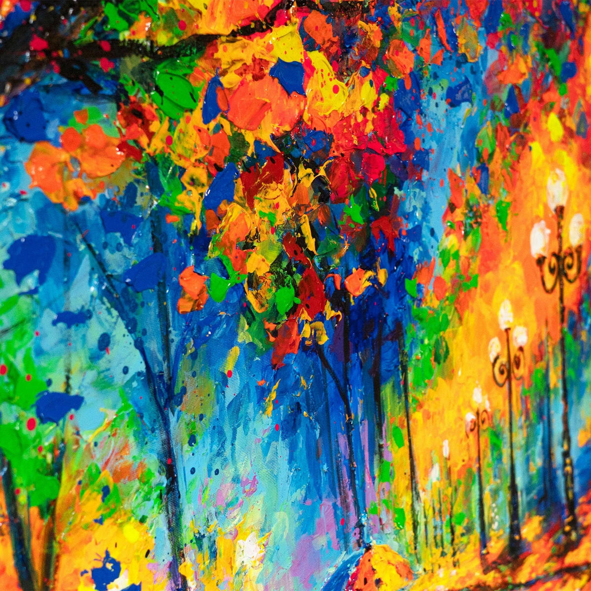 GEMÄLDE Abendspaziergang Schattenfugenrahmen Gold 160x80 cm - Goldfarben, Holz (160/80cm) - YS-art gallery