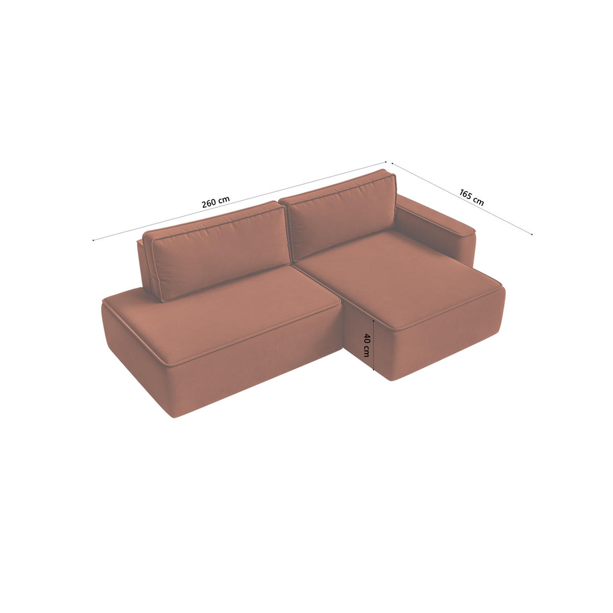 ECKSOFA Sarro mit Schlaffunktion, Rotbraun - Rostfarben, Textil (260/165cm) - Fedve