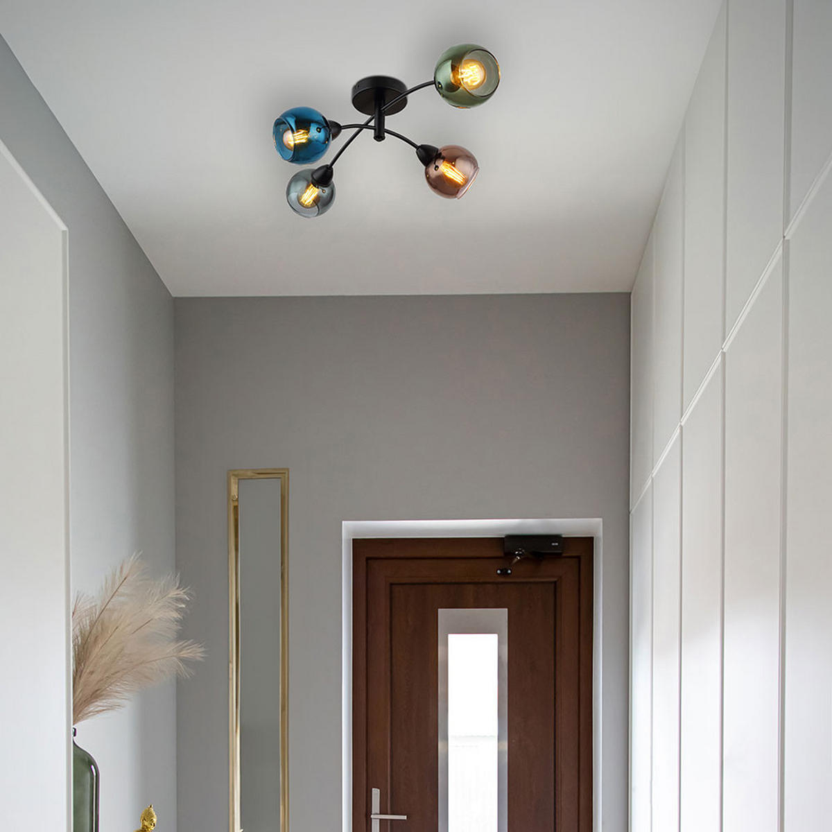 LED DECKENLEUCHTE Glas Petrol Bunt - Multicolor, Glas (76/50/24cm) - Globo Lighting