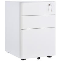 ROLLCONTAINER mobiler Aktenschrank mit 3 Schubladen Büroschrank Stahl Weiß - Weiß, Metall (48/59/39cm) - Vinsetto