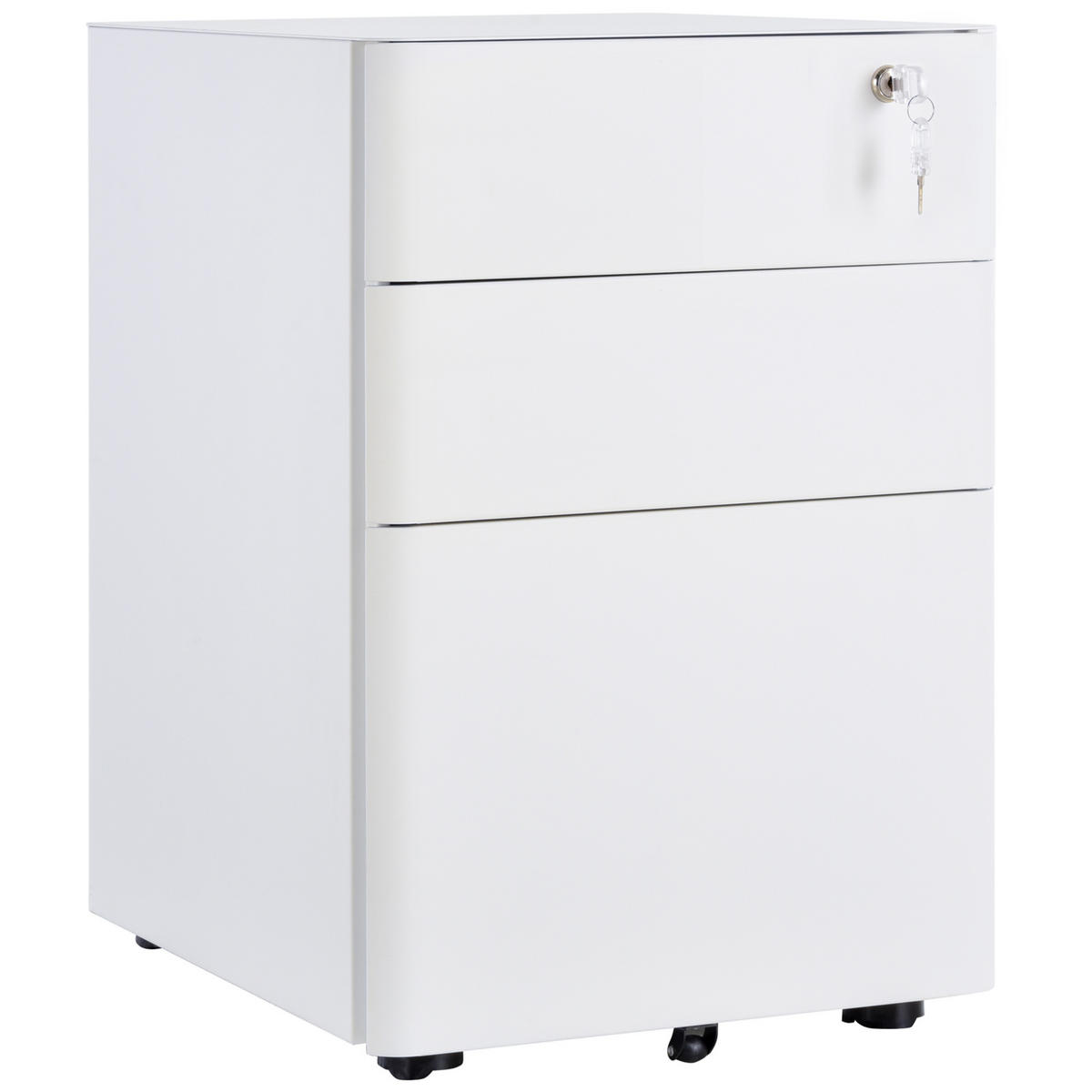 ROLLCONTAINER mobiler Aktenschrank mit 3 Schubladen Büroschrank Stahl Weiß - Weiß, Metall (48/59/39cm) - Vinsetto