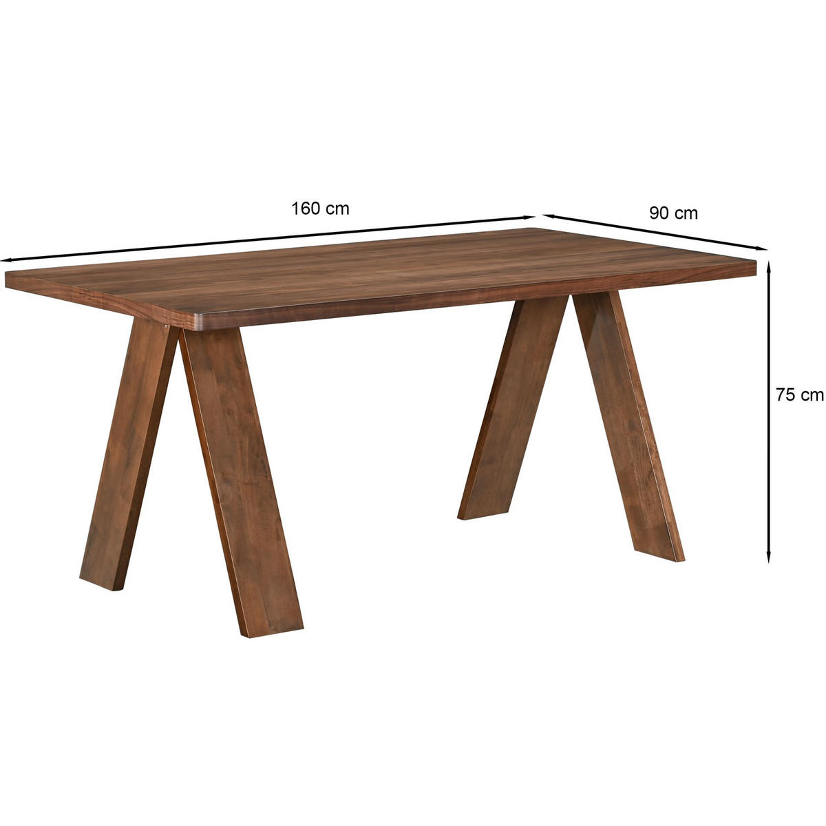 ESSTISCH Scusly Holzoptik Nussbaum 160x90 cm - Nussbaumfarben, Holz/Holzwerkstoff (90/160/75cm) - Selsey