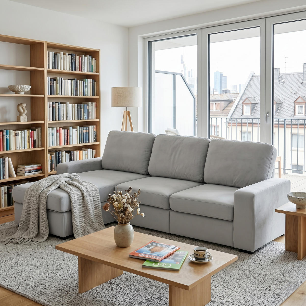 ECKSOFA DE-35065 mit Stauraum Hellgrau - Hellgrau, Metall (150.5/245.5cm) - ComfortXL