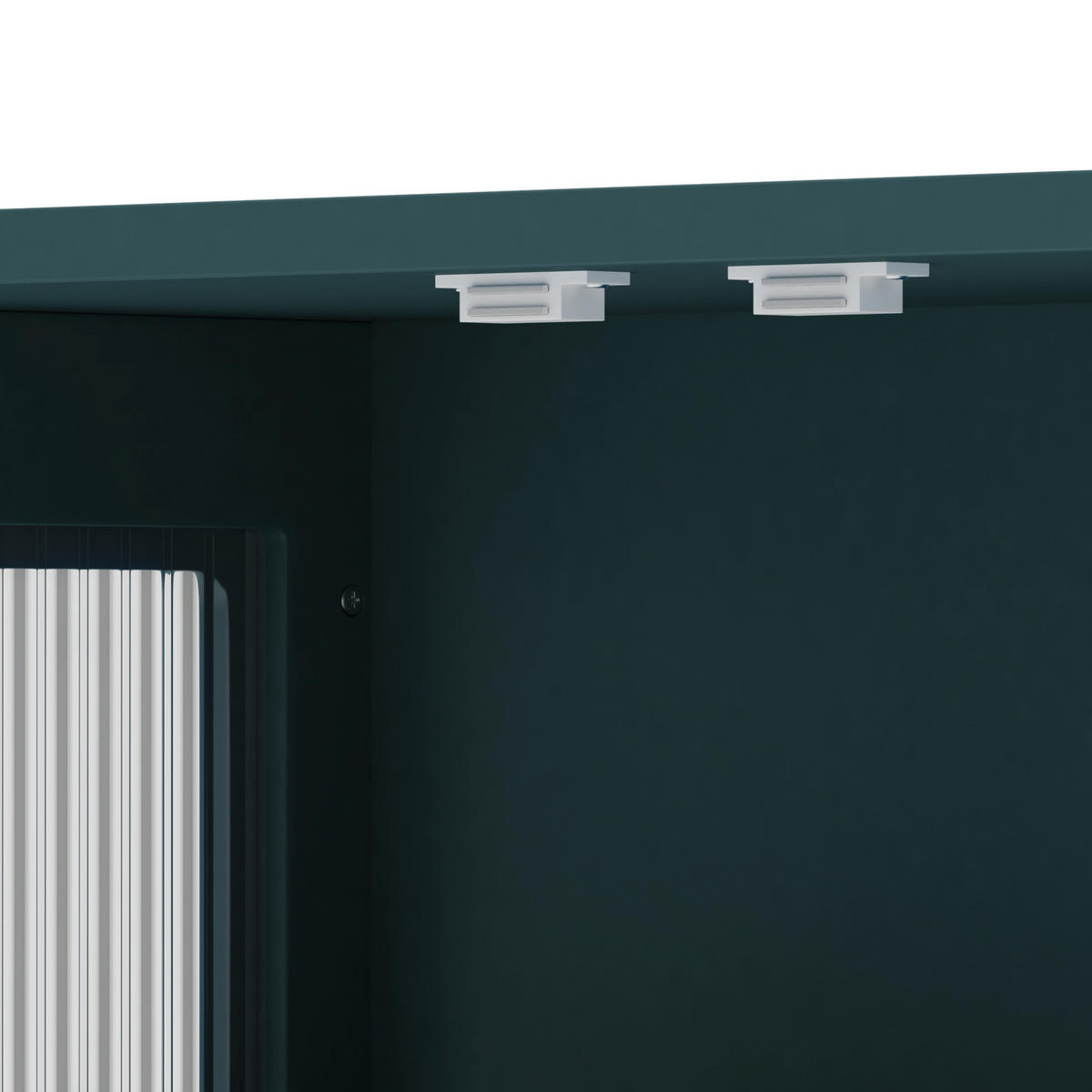 KÜCHENOBERSCHRANK 88/26/82,5 cm mit 3 Türen, offenen Fächern, Handtuchhalter und Riffelglas, MDF/Glas/Metall, Dunkelgrün - Dunkelgrün, Holzwerkstoff (88/82.5/26cm) - Redom
