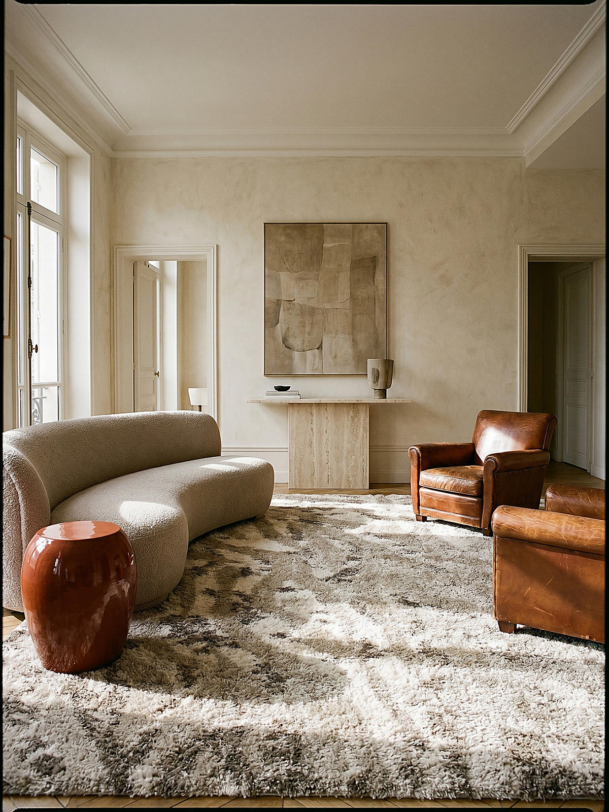 TEPPICH Hochflor DOVEL in Natur, abstrakt, 80 x 150 cm - Beige, Textil (80/150cm) - KADIMA DESIGN