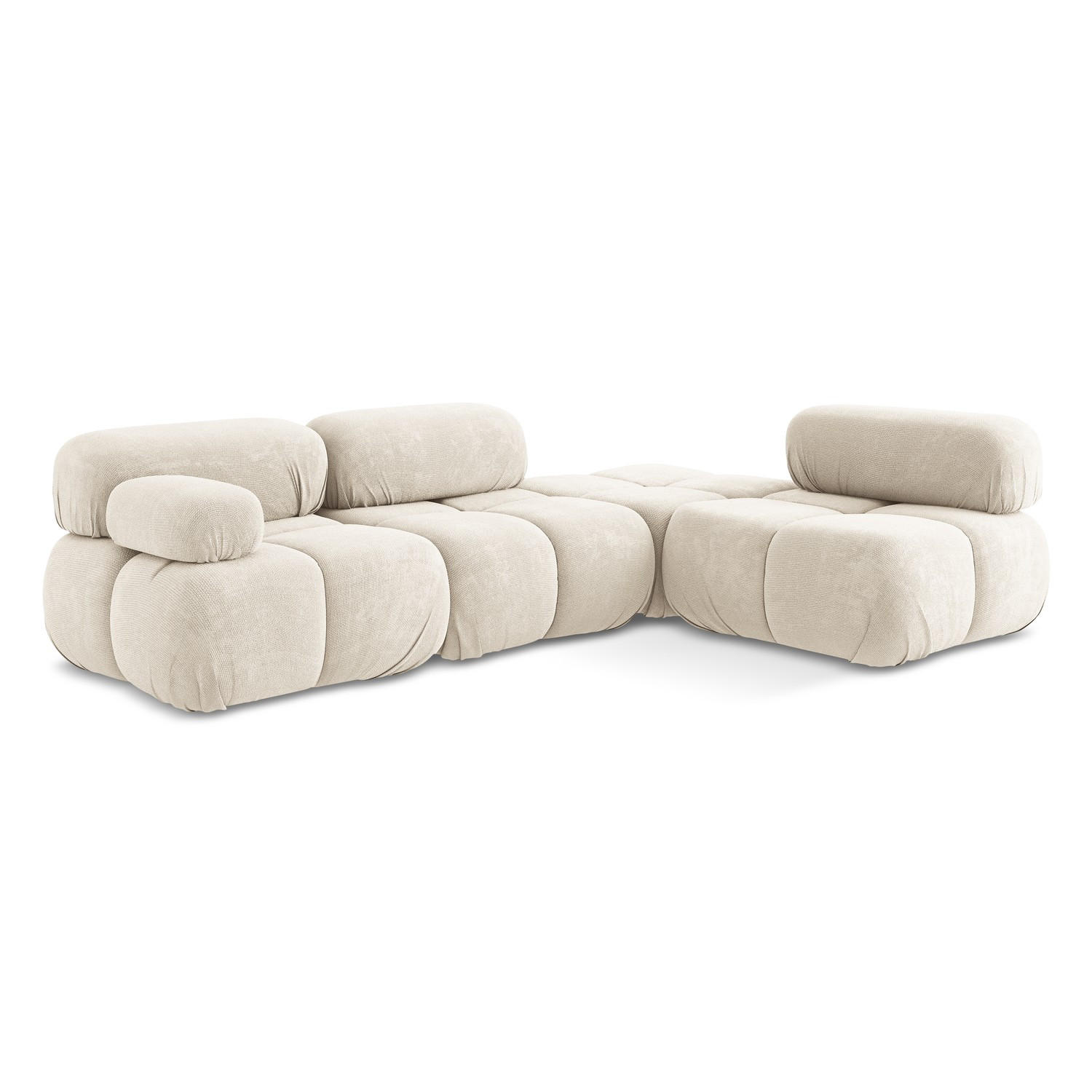 ECKSOFA Rechts Chenille Stoff Beige - Beige/Creme, Kunststoff/Textil (285/190cm) - LaMiaSofa