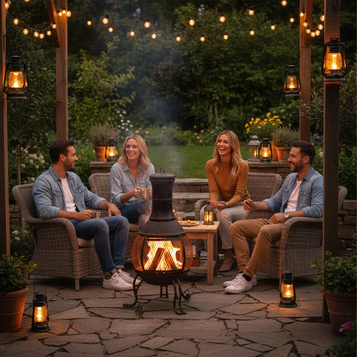 AZTÉCKY pec - viacfarebná, kov (45/89/45cm) - Relaxdays