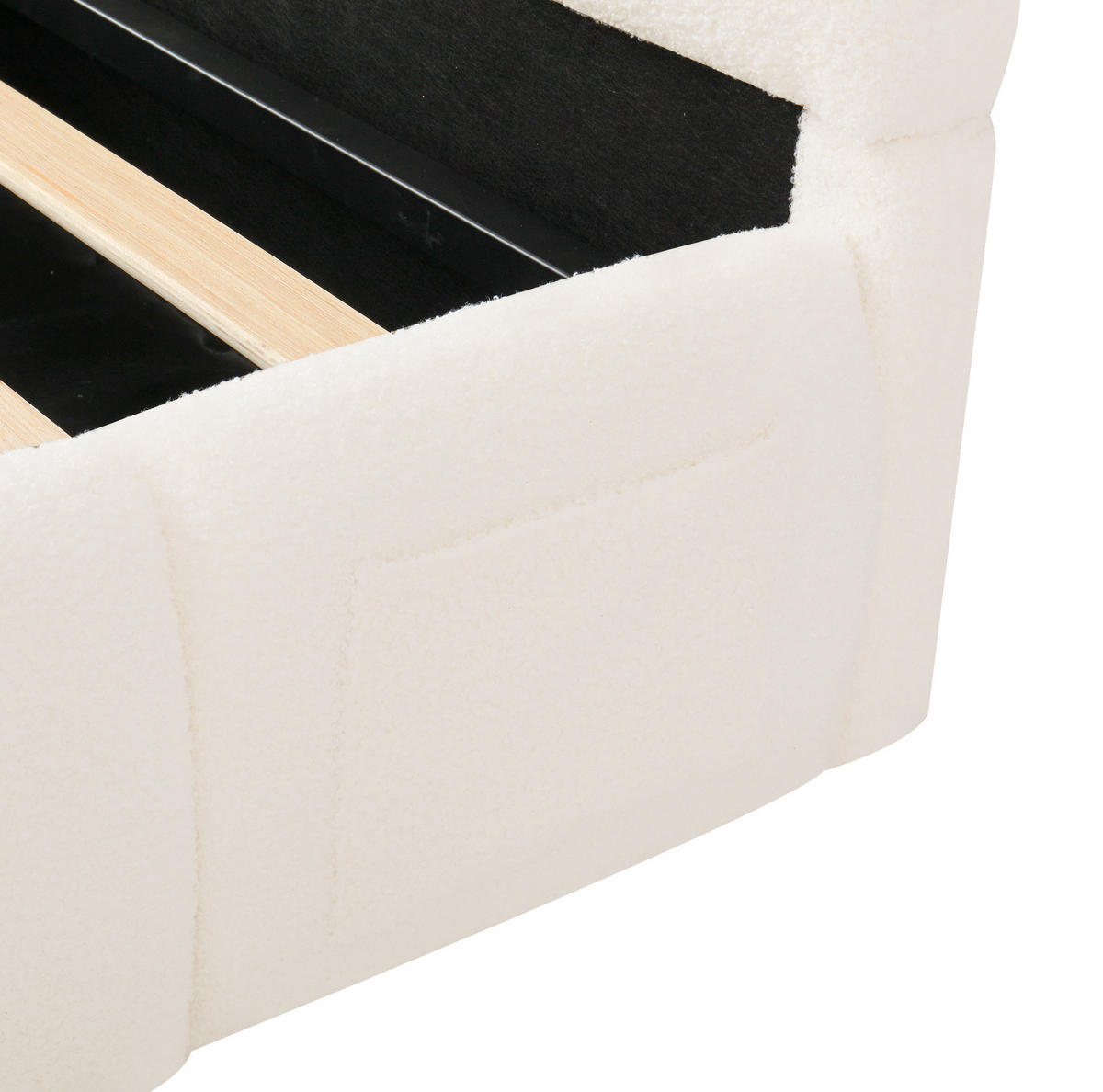 KINDERBETT 90/200 cm aus Bouclé mit Stauraum und USB-C-Anschluss Beige - Beige, Textil (90/200cm) - Modenvie
