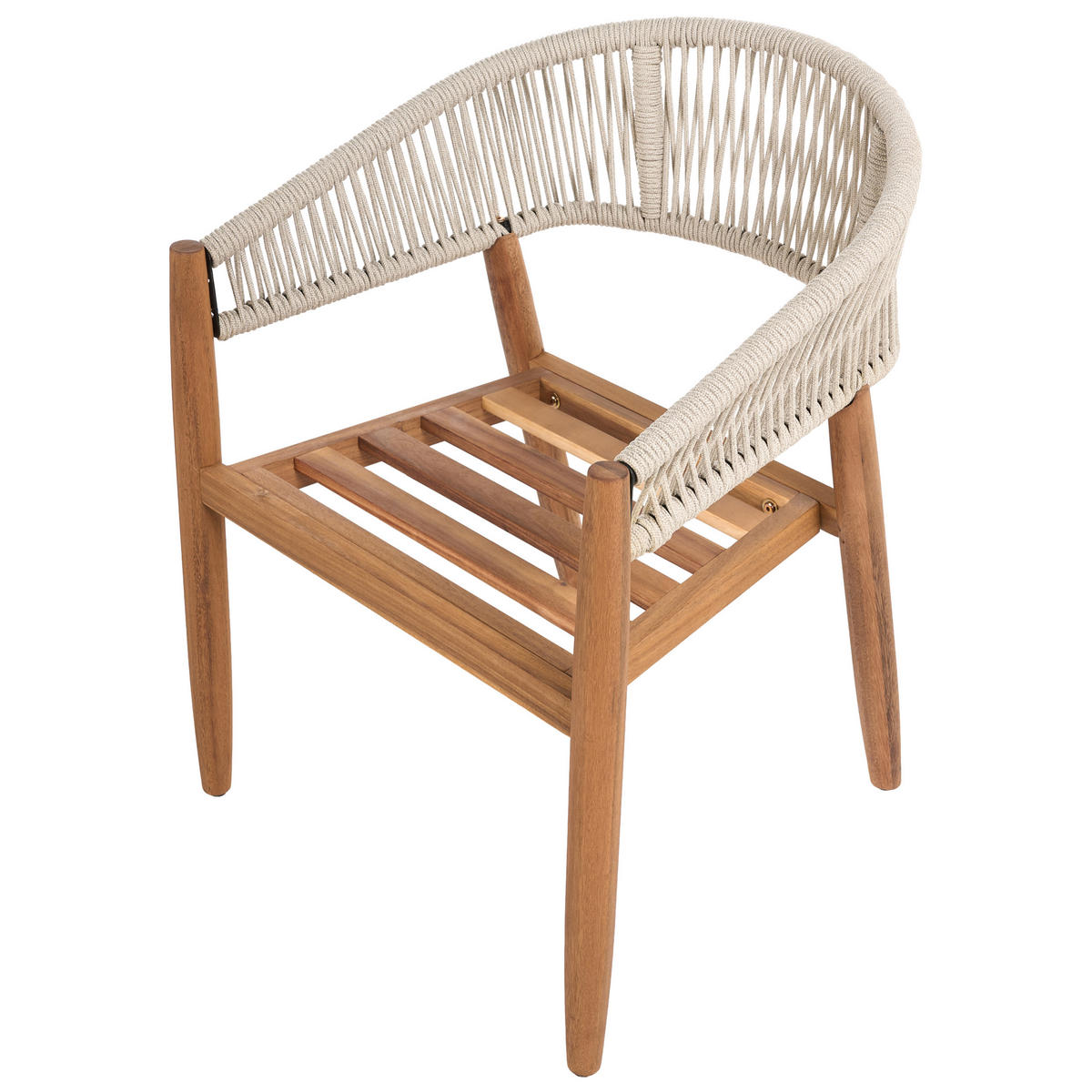 GARTENSTUHL 2er Set Akazienholz Weiß Marzamemi - Braun/Weiß, Holz (59/87/53cm) - Beliani
