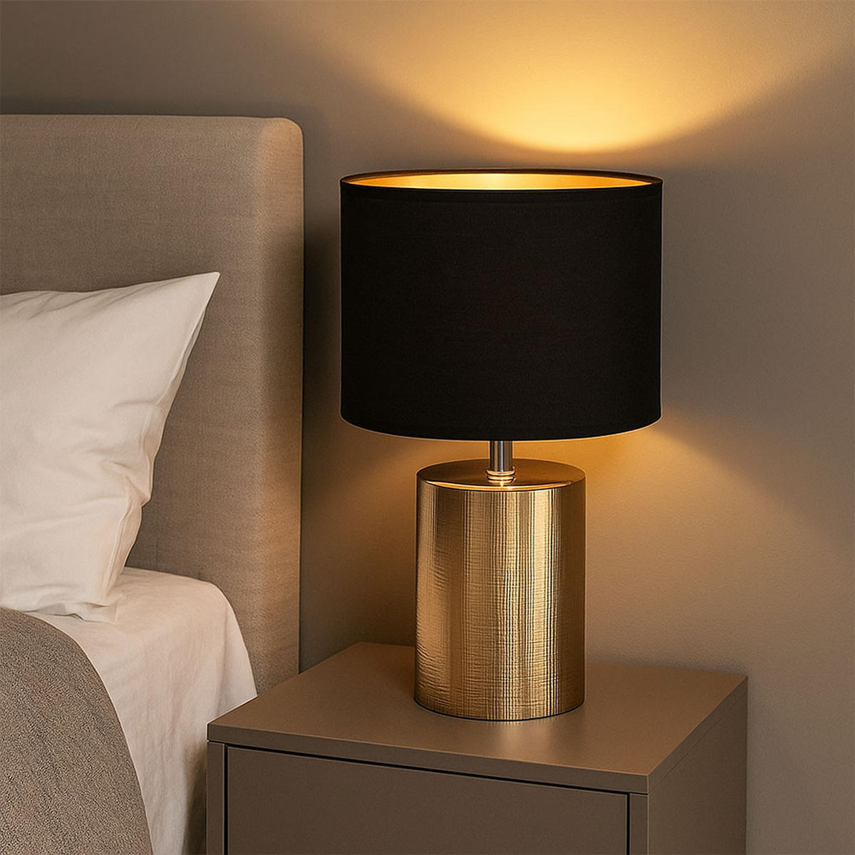 TISCHLEUCHTE LED Keramik Bronze - Bronzefarben, Textil (24/24/43cm)