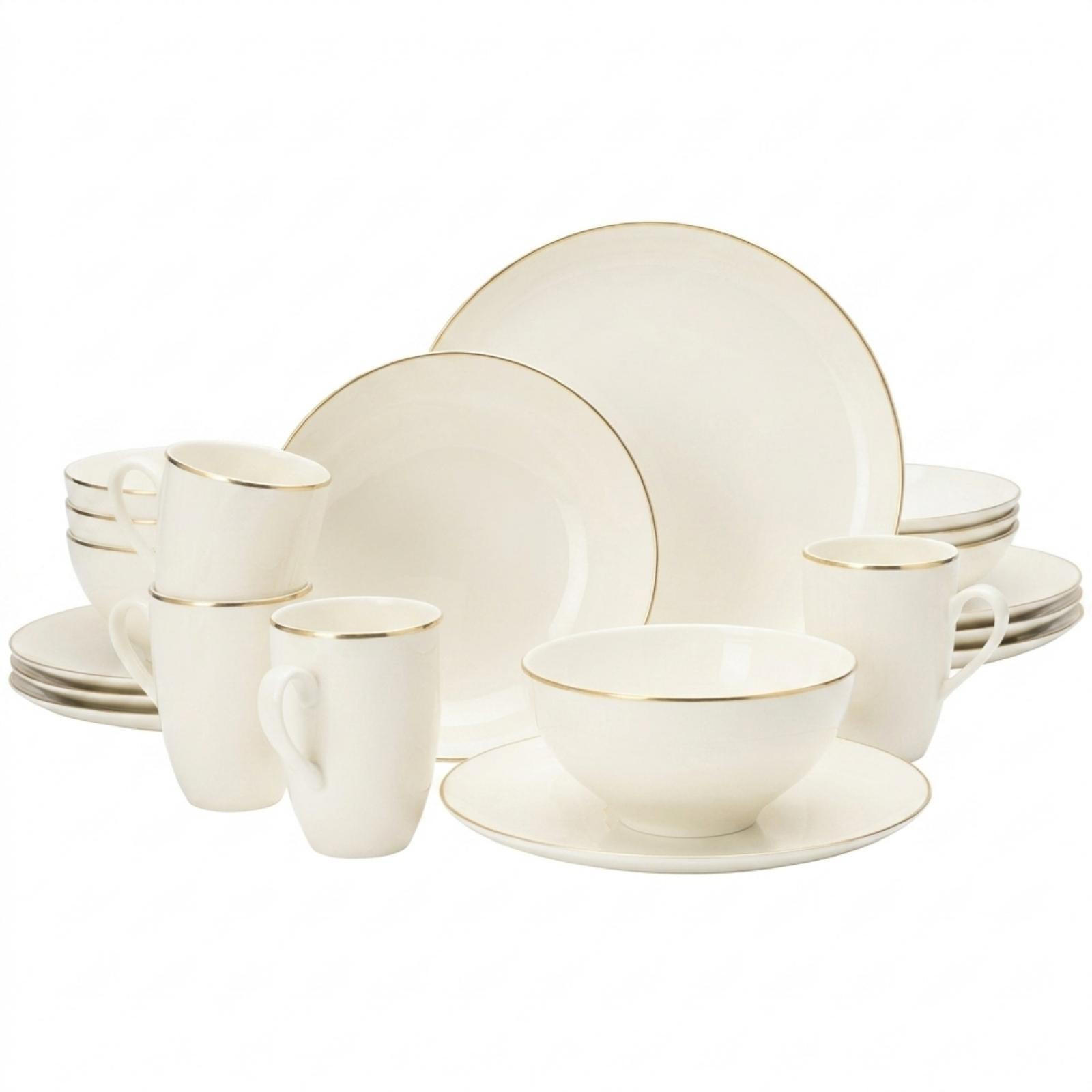 KOMBISERVICE Savona Goldlinie creme-gold 20er Set - Goldfarben/Creme, Keramik (1/1/1cm) - Seltmann Weiden