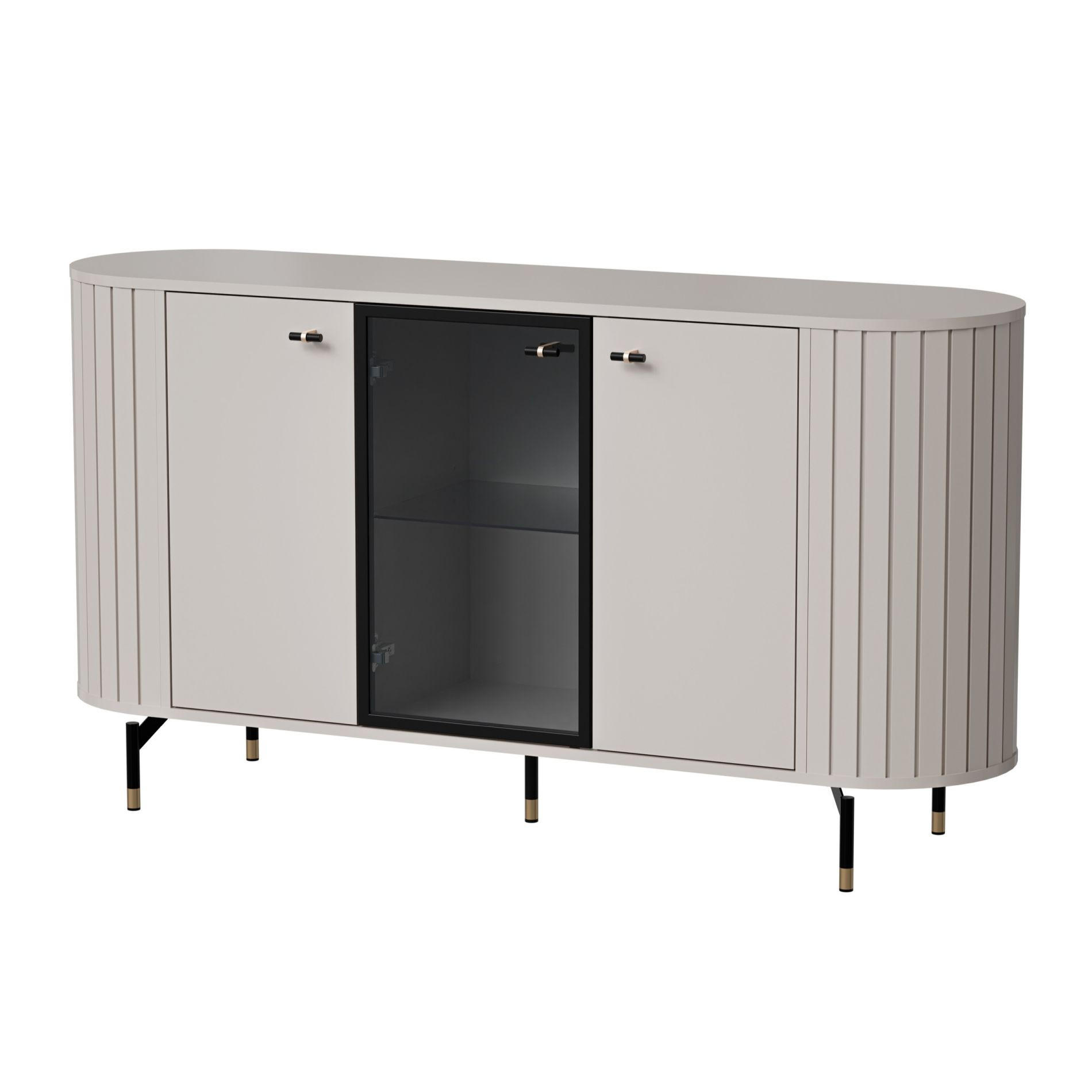 SIDEBOARD Zante Graubeige 150 cm - Taupe/Goldfarben, Holzwerkstoff/Metall (150/81/40cm) - Selsey